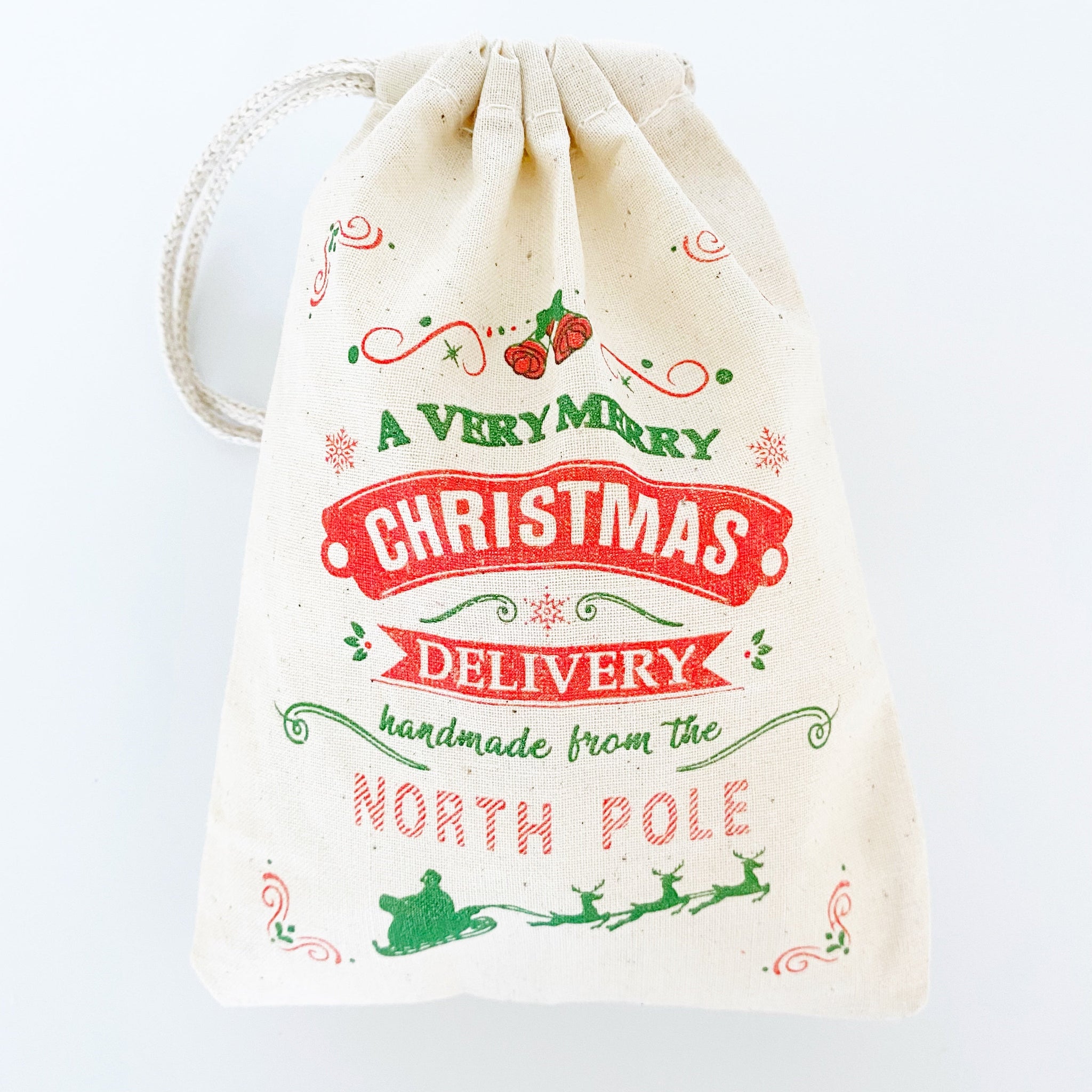 North Pole Christmas Tree Hand-printed Gift Bag 5" x 7" - set of 10
